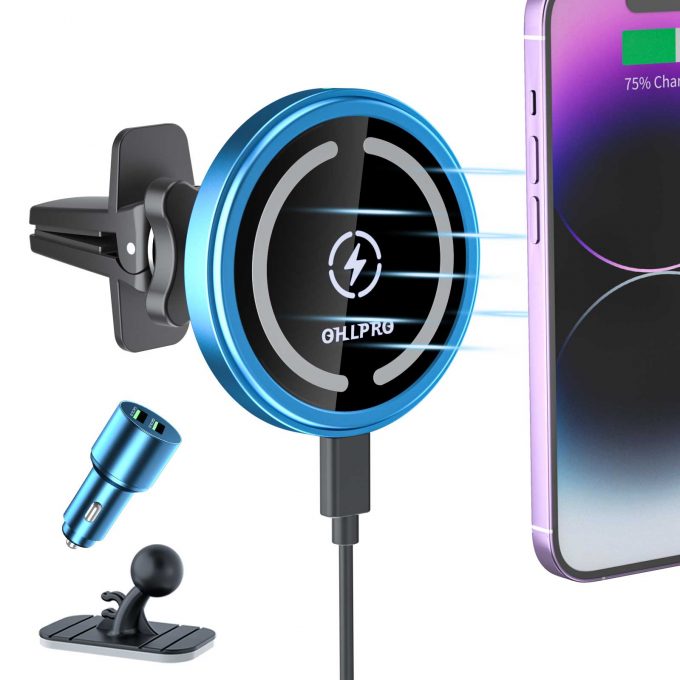 15W fast magnetic wireless phone car mount